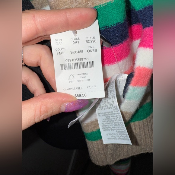 NWT JCrew Striped Multicolored Wool Blend Scarf - Picture 4 of 6